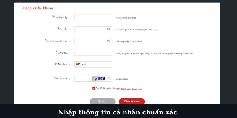 Nhập thông tin đăng ký 5699